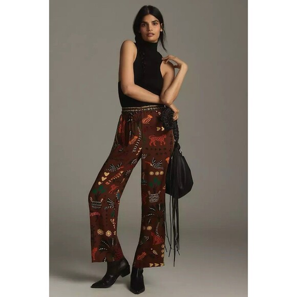 FARM Rio Brown Wide Leg Pants with Animal Print - Picture 14 of 16